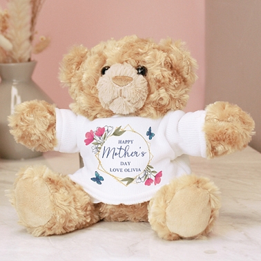 Personalised Geometric Floral Teddy Bear