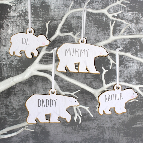 Personalised Polar Bear Wooden Decoration