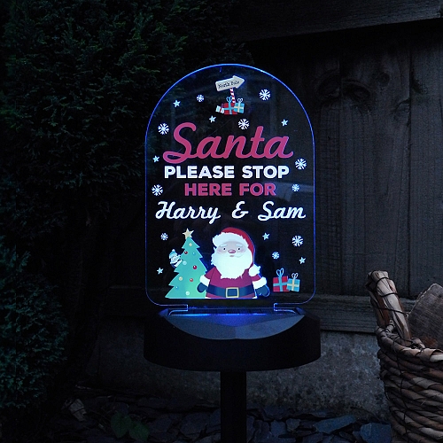 Personalised Santa Stop Here Outdoor Solar Light