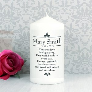 Personalised Sentiments Pillar Candle Delivery to UK