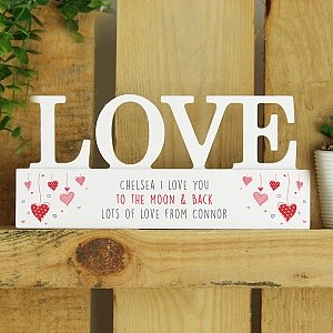 Personalised Red Hearts Wooden Love Ornament